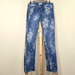 Free People Floral Elle Skinny Jeans Ankle Zipper Women’s size 28